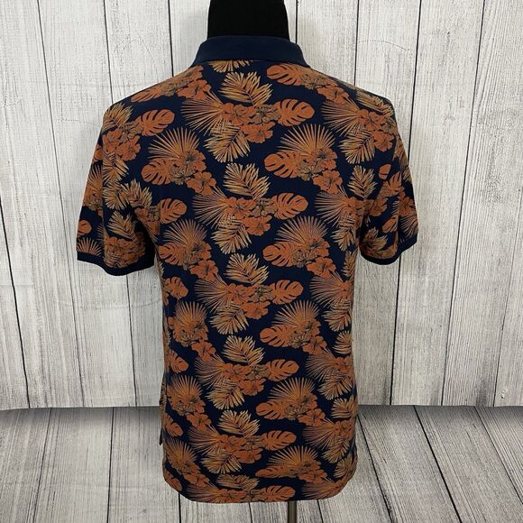 Buffalo David Bitton Men Medium Midnight Blue Floral Short Sleeve Polo Shirt NWT - Picture 5 of 8